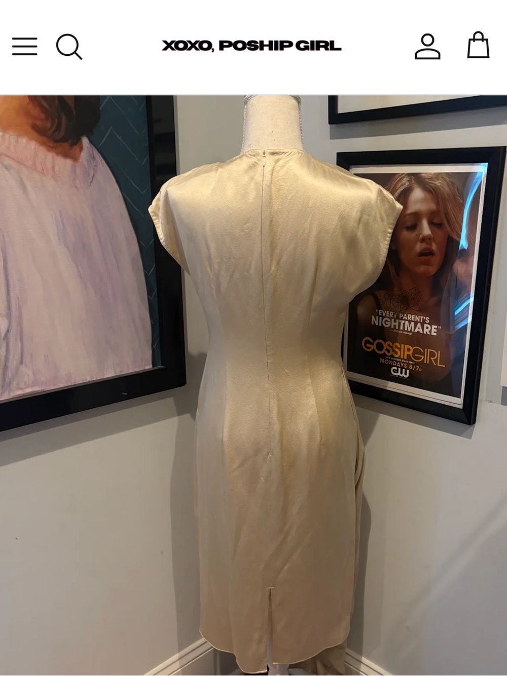 Blair Waldorf's 3.1 Phillip Lim Champagne/Tan Satin Dress, Gossip Girl size 2 - Picture 7 of 10